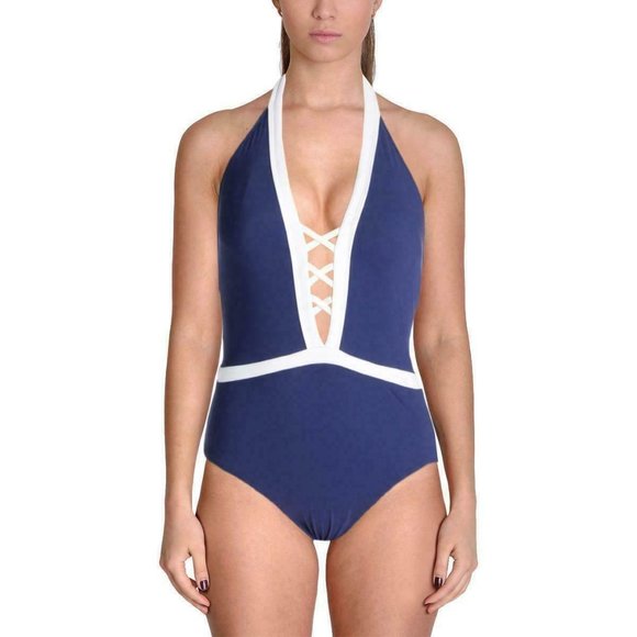 NEW Ralph Lauren SWIMSUIT One Piece Halter 16 Blue - Picture 8 of 8